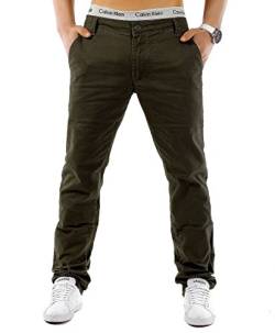 EGOMAXX Herren Chino Hose Regular Fit MC Trendstr Elegante Basic Stoff Jeans, Farben:Olive, Größe Hosen:28W von EGOMAXX