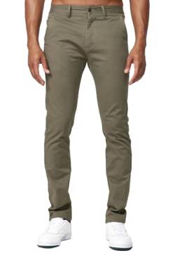 EGOMAXX Herren Chino Stretch Hose Basic Denim Jeans Design Pants Regular Fit Einfarbig Giani Active, Farben:Olive, Größe Hosen:33W von EGOMAXX