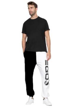 Herren Jogging Sport Hose Baggy Sweat Pants lockere Casual Big Size Hip Hop Sportbekleidung, Farben:Weiß-Schwarz, Größe Hosen:XL von EGOMAXX