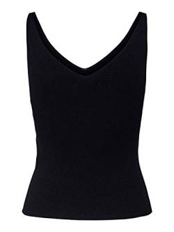 JDY Damen Tank Top Oberteil JDYNANNA Basic Shirt Ärmellos Struktur Pullover V-Neck Ausschnitt, Farben:Schwarz, Größe:36 von EGOMAXX