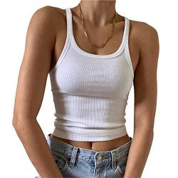 EGSDMNVSQ Crop Tops Damen Tank Top Sexy Slim Fit Tank Top Basic Cami Slim Camisole Tops für Damen von EGSDMNVSQ