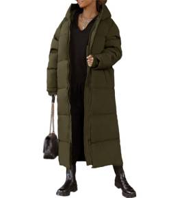 EGSDMNVSQ Damen Dauenjacke Lange Wintermantel Pufferjacke Steppmantel Mit Kapuze Verdickter Länglich Parka Jacke Warme Daunenmantel Mit Reißverschluss Übergangsjacke von EGSDMNVSQ