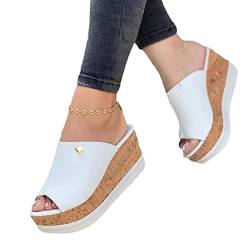 EGSDMNVSQ Damen Sandalen Casual Damen Sommer Wedge Peep Toe High Heel Plattform Pantoletten Flache Schuhe Anti-Rutsch-Sandalen von EGSDMNVSQ