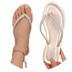 EGSDMNVSQ Flip Flops Damen Sandalen Zehentrenner Glitzer Strasssteine Sandaletten Hausschuhe Strand Outdoor Sommerschuhe Elegante Bequem von EGSDMNVSQ