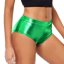 EGSDMNVSQ Glänzende Shorts Damen Hohe Taille Kurze Hose Elastisch Hotpants Skinny Reflektierende Shorts Wet Look Hose Party Streetwear von EGSDMNVSQ