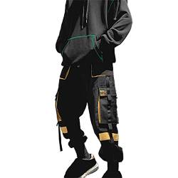 EGSDMNVSQ Herren Hosen Hip Hop Jogger Cargo Pants Baggy Streetwear Punk Hose Modisch Elastisch Arbeit Freizeit Hose von EGSDMNVSQ