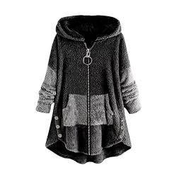 EGSDMNVSQ Kapuzenpullover Damen Hoodie Katze Druck Kuschelig Fleecepulli Warm Große Größen Winter Teddy Jacke Casual Plüsch Hoodie Cute Pullover Lang Sweatshirts Plüschjacke Plüschmantel Sweatjacke von EGSDMNVSQ