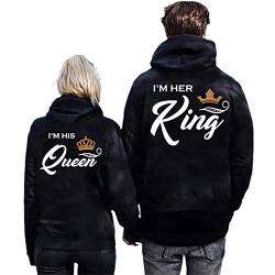 EGSDMNVSQ Kapuzenpullover für Damen Herren Pärchen Hoodie Set King Queen Pullover für Paare Hoodie Partner Geschenke Liebespaar Couple Kapuzenpulli von EGSDMNVSQ