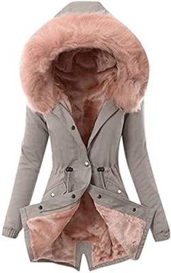 EGSDMNVSQ Parka Damen Wintermantel Warm Lang Elegant Winterparka Steppmantel mit Kapuze Slim Daunenmantel Jacke Trenchcoats mit Taschen Mantel Große Größen von EGSDMNVSQ