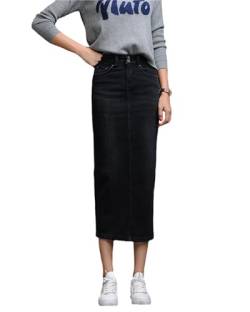 EGSDMNVSQ Röcke Damen Denim Lange Röcke Mit Fransen Ripped Saum Jeans Rock Zerrissen Sommerrock Slim Fit Maxirock Elegant Jeansröcke A Linie Skirt von EGSDMNVSQ