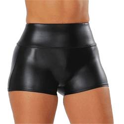 EGSDMNVSQ Shorts Damen Leder Kurze Hosen Hoher Taille Lederhose Leder Shorts Sexy Leather Hotpants von EGSDMNVSQ