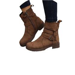 EGSDMNVSQ Stiefeletten Damen Gothic Blockabsatz Kurze Stiefel Veloursleder Stiefel Mit Reißverschluss Winter Warm Stiefe Round Toe Schuhe Retro Elegant Gotisch Ankle Boots Casual von EGSDMNVSQ