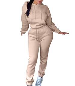 EGSDMNVSQ Streatwear Trainingsanzüge für Damen Jogginganzug Damen Sportanzug 2 Teilig Traingsanzug für Frauen Freizeitanzug Kapuzenpullover + Lange Hose Streetwear Sportswear Set Outfit von EGSDMNVSQ