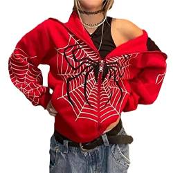 EGSDMNVSQ Sweatjacke Damen Hoodie Y2K Hooded Bequeme Reißverschluss Kapuzenjacke mit Taschen Langarm Loose Harajuku Sweatshirt von EGSDMNVSQ