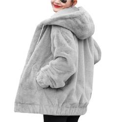 EGSDMNVSQ Winterjacke Damen Warm Plüsch Jacke Kunstfelljacke Fleece Mantel mit Kapuze Große Größe Verdicktes Teddyjacke Reißverschluss Kordelzug Hoodie Flauschige Sweatshirt von EGSDMNVSQ