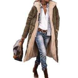 EGSDMNVSQ Wintermäntel Damen Winterjacke Lang Pufferjacken Mit Kapuze Steppmantel Fleecejacke Dicke Daunenjacke Zip Up Hoodie Reversibel Sherpa Fleece Winddichte Wasserdichte Mantel von EGSDMNVSQ