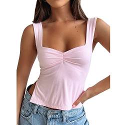 EGSDMNVSQ Y2K Damen Tank Tops Spitze Cami Top Sommer Einfarbig Corset Oberteil Elegant ärmellose E Girl 90er Crop Tops Slim Fit Streetwear von EGSDMNVSQ