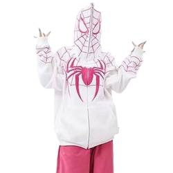 EGSDMNVSQ Y2k Zip Up Hoodie Spider Damen Herren Spiderman Jacke Zipper Kapuzenjacke Gothic Vintage Halloween Cosplay von EGSDMNVSQ