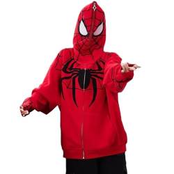 EGSDMNVSQ Y2k Zip Up Hoodie Spider Damen Herren Spiderman Jacke Zipper Kapuzenjacke Gothic Vintage Halloween Cosplay von EGSDMNVSQ