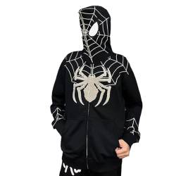 EGSDMNVSQ Y2k Zip Up Hoodie Spider Damen Herren Spiderman Jacke Zipper Kapuzenjacke Gothic Vintage Halloween Cosplay von EGSDMNVSQ