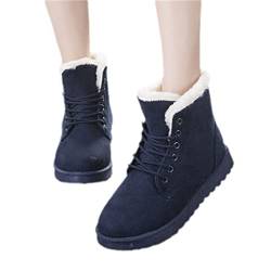 Winterstiefel Flauschige Schneestiefel Lace Up Ankle Boots, Winterschuhe Damen Wasserdichte Warme Schneestiefel, Winter Booties Schuhe mit Gefüttert, Walking Outdoor Schuhe Sneaker Winterboots von EGSDMNVSQ