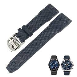 EGSDSE 20 mm, 21 mm, 22 mm, Nylonfaser-Lederarmband, passend für IWC IW377729 IW389001 Big Pilot Watch Grün Blau Schwarz Uhrenarmband, 22 mm, Achat von EGSDSE