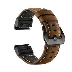 EGSDSE 26/22/20 mm Smartwatch-Armband für Garmin Fenix 7S 7 7X 6 6S 6X Pro 5 5X 5S Plus 3HR Enduro Lederband Schnellverschluss Handgelenkbänder, 26 mm, Achat von EGSDSE