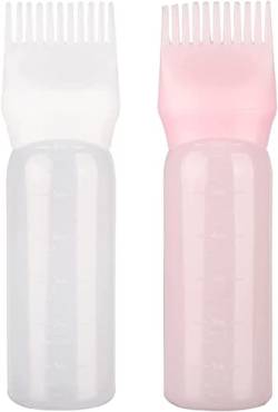 120 ml Applikatorflasche, Haarfarbe, Pinsel, Haaröl, Flasche mit abgestuftem Pinsel, Applikator, Flaschenkamm, Wurzelkamm, Salon, Haarfärbewerkzeug (weiß + rosa) von EHOTER