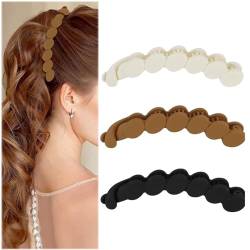 3 Stück Haarspangen Oval Mattierte Bananen Klammern für Mittleres Haar Pferdeschwanz-Brötchenhalter Styling-Zubehör für Starken Halt Frauen Damen Mädchen Valentinstag Geschenk (A) von EHOTER