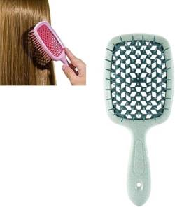 Bio Haarbürste ohne Ziepen Kopfhaut Massagebürste Detangler-Bürste für Damen Herren Kinder Entwirrbürste Antistatisch Luftkissen Kamm mit Spiralfeder für Locken Lange Haare (Grün) von EHOTER