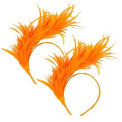 EHOTER Fascinator-Hut, 1920er-Jahre-Fascinator für Damen, Feder-Stirnband, bunte Feder-Kopfbedeckung für Teeparty, Cocktail, Hochzeit (2 x Orange) von EHOTER