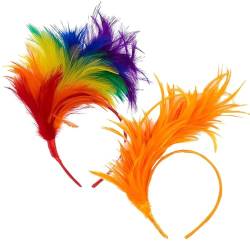 EHOTER Fascinator-Hut, 1920er-Jahre-Fascinator für Damen, Feder-Stirnband, bunte Feder-Kopfbedeckung für Teeparty, Cocktail, Hochzeit (Regenbogen + Orange) von EHOTER