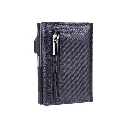 EHOTER Geldbörse Herren Ultra Slim Wallet Kreditkartenetui Geldbeutel Jungen Portemonnaie mit RFID Schutz Magnetisch Verschluss Münzfach Herrenbrieftasche Automatisch Pop-up-Kartenhalter (Schwarz) von EHOTER