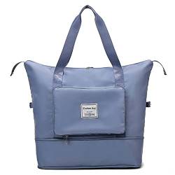 Faltbare Reisetasche 36L große Kapazität Wochenende Übernachtung Tasche mit Nassfach & Schuhfach für Frauen Handgepäcktasche Wasserdichte Gym Sporttasche, blau von EHOTER