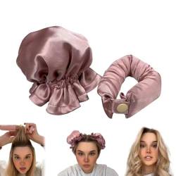 Haarwickler Über Nacht Heatless Curling Hat Set Lockenwickler Stirnband und Lockenwickler Hut Hair Rollers Locken ohne Hitze für Alle Haartypen Lockenwickler (pink) von EHOTER