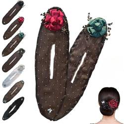 Hand Embroidered Flowers Deft Bun Handgestickte Blumen Haarknotenmacher Hair Bun Maker Magischer Französischer Haarknoten Donut Hair Bun Frauen Mädchen Geschenk (B+C) von EHOTER