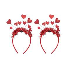 Herz Geformte Liebe Stirnband Glänzende Film Stirnband Reifen Geformte Haare Valentinstag Party Verkleidete Hochzeit Damen Geschenk (2 Set) von EHOTER