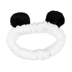 Panda Ohren Stirnband Gesichtswasch Spa Haarbänder Make up Stirnbänder Damen Cartoon Niedlich Korallen Fleece Elastisches Kreativ Haar Accessoire Dusche Schönheit Geschenk (1PCS) von EHOTER