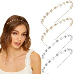 Stern Stirnbänder Fünfzackig Stern Strass Haarreif Kopfschmuck Legierung Haarbänder Zubehör Elegant Haarreifen Braut Hochzeit Haarschmuck Geschenk für Frauen Damen Mädchen (4PCS) von EHOTER