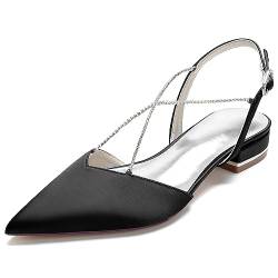 Hochzeitsschuhe Damen Bequeme Spitzen Toe Low Heel Brautschuhe Pumps,Schwarz,36 EU von EICOFF