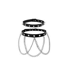 EIGSO 2 Stück Punk Gothic Halsband mit Legierung Nieten Ketten Verschluss verstellbar Damen Herre von EIGSO