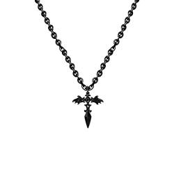 EIGSO Gothic Black Wing Cross Chain Choker Kragen für Frauen Männer Classic Retro Goth Anhänger Halskette für Frau Mann Einstellbar von EIGSO