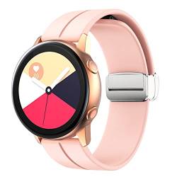 20mm Armband mit Magnetischer Faltschließe für Samsung Galaxy Watch 4/5 40mm 44mm/Watch 5 Pro 45mm/LTE 44mm, Weiches Silikon Verstellbares Ersatzband für Amazfit GTS/GTS 2/2e/3/4/Bip/Bip U/S, Rosa von EIHAIHIS