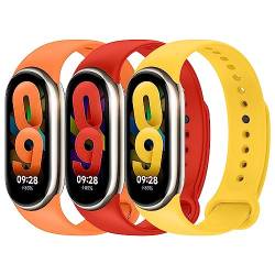 3 Stück Armbandersatz kompatibel mit Xiaomi Mi Band 8 Damen Herren ,Verstellbares weiches Silikon Sportband für Xiaomi Band Mi Band 8 Armband Zubehör,Dynamisches Orange/Rot/lebendiges Gelb von EIHAIHIS