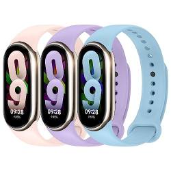 3 Stück Armbandersatz kompatibel mit Xiaomi Mi Band 8 Damen Herren ,Verstellbares weiches Silikon Sportband für Xiaomi Band Mi Band 8 Armband Zubehör,leuchtendes Pink/Lila/Hellblau von EIHAIHIS