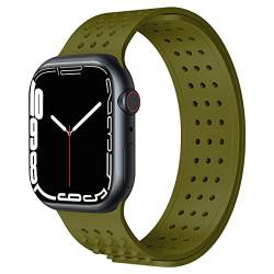 EIHAIHIS Armband für Apple Watch Armband 38mm 40mm 41mm 42mm 44mm 45mm 49mm, Elastisches Silikon Band mit Atmungsaktivem Loch für iWatch Series 8 7 6 5 4 3 2 1 SE Ultra, Olive Farbe 42/44/45/49mm von EIHAIHIS