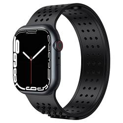 EIHAIHIS Sport Armband für Apple Watch Armband 38mm 40mm 41mm 42mm 44mm 45mm 49mm, Elastisches Silikon Band mit Atmungsaktivem Loch für iWatch Series 8 7 6 5 4 3 2 1 SE Ultra, Schwarz 42/44/45/49mm von EIHAIHIS