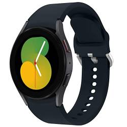 Weiches Silikon Armband für Samsung Galaxy Watch 5/Watch 4 40mm 44mm, 20mm Sport Ersatzband Ohne Lücke für Samsung Galaxy Watch 4 Classic 42mm 46mm/Watch 5 Pro 45mm/LTE 44mm, Offiziell Schwarz von EIHAIHIS