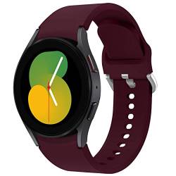 Weiches Silikon Armband für Samsung Galaxy Watch 5/Watch 4 40mm 44mm, 20mm Sport Ersatzband Ohne Lücke für Samsung Galaxy Watch 4 Classic 42mm 46mm/Watch 5 Pro 45mm/LTE 44mm, Weinrot von EIHAIHIS