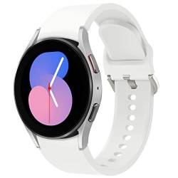 Weiches Silikon Armband für Samsung Galaxy Watch 5/Watch 4 40mm 44mm, 20mm Sport Ersatzband Ohne Lücke für Samsung Galaxy Watch 4 Classic 42mm 46mm/Watch 5 Pro 45mm/LTE 44mm, Weiß von EIHAIHIS